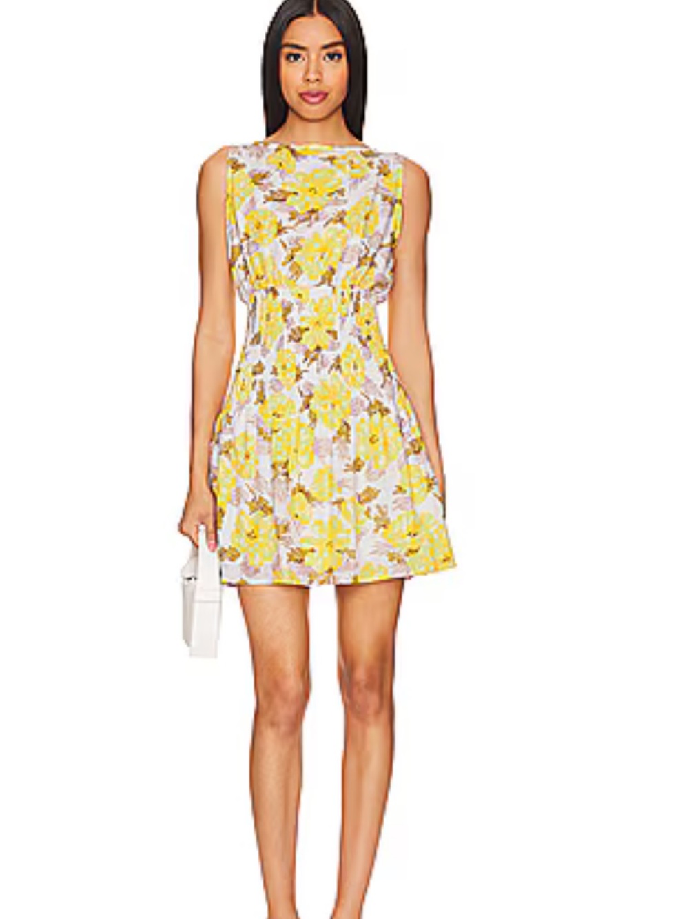 FAITHFULL THE BRAND Novalee Mini Dress Isadora Yellow Floral Linen Smocked S 4